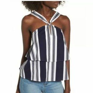 NWT BP Navy Peacoat UM Stripe Halter Top Large